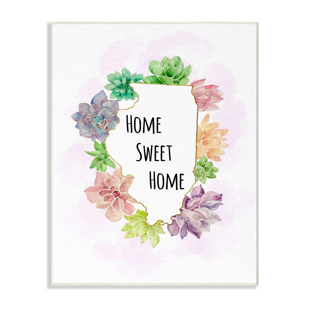 Stupell IndustriesIllinois State Sweet Home Succulent Watercolor Vignette Wall Plaque, 10 x 15, Multi-Color