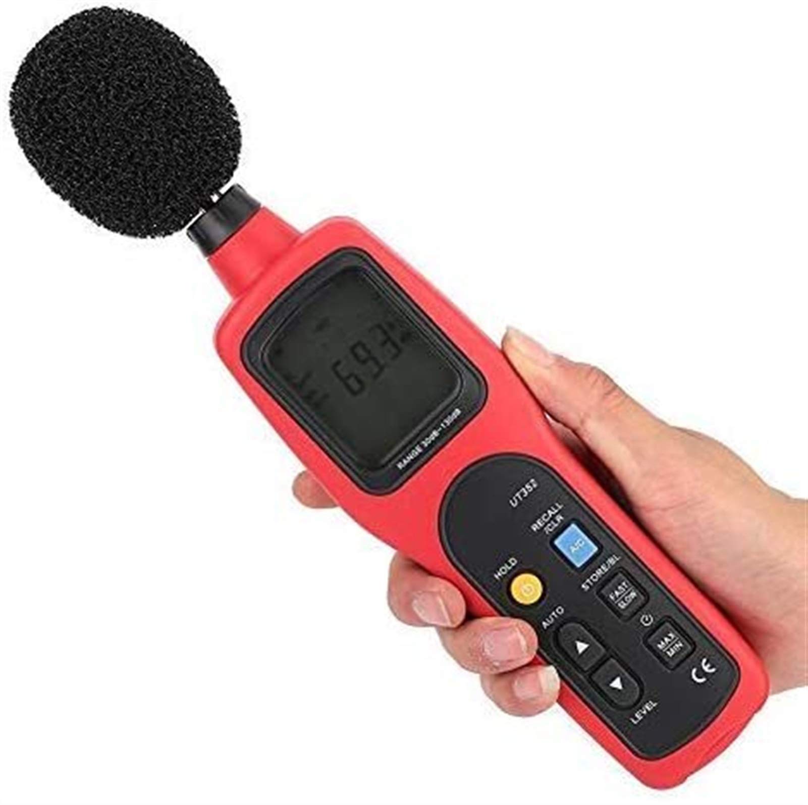 Poziom hałasu, miernik decybeli 2 LCD Cyfrowy miernik dźwięku w decybelach Monitor hałasu Czytnik poziomu dźwięku