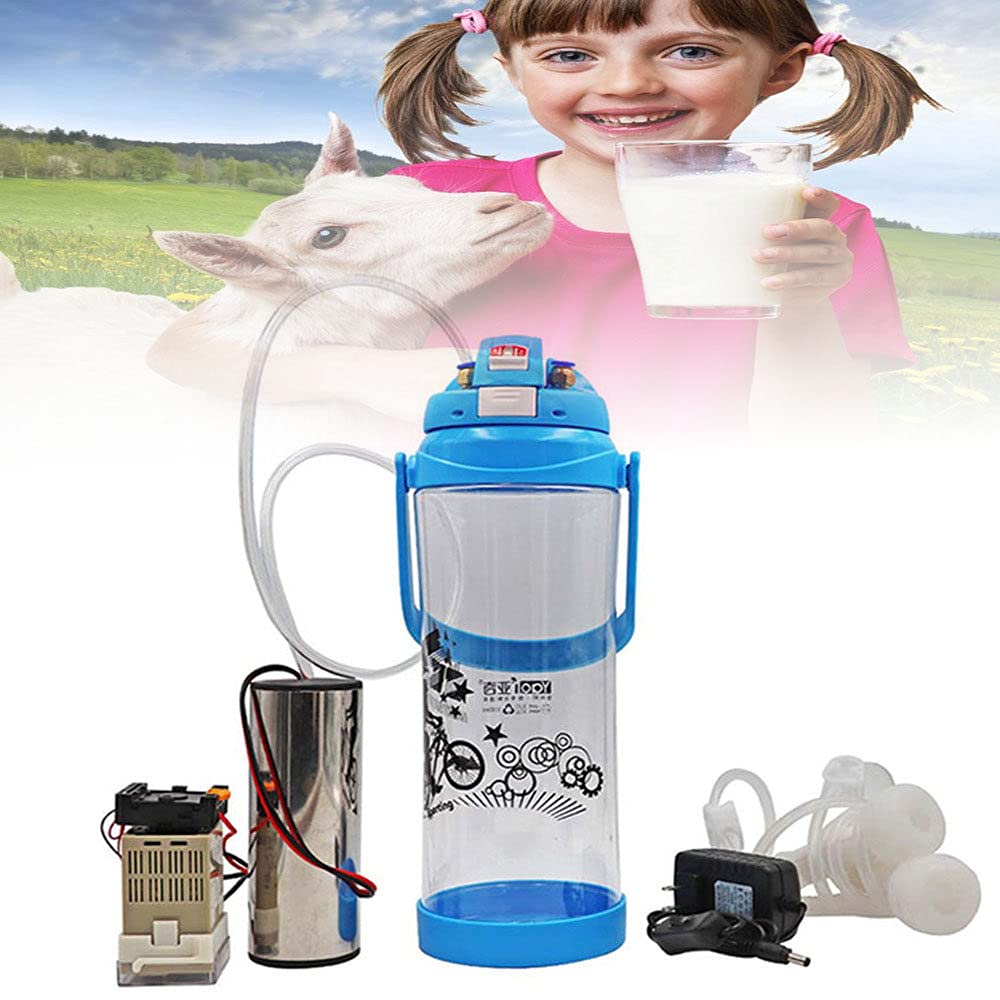 Ordeñadora de Cabras portátil, máquinas de ordeño de Cabras con 2 Pezoneras Bomba de vacío de pulsación Cubo de Acero Inoxidable para Cabra,Pulsationfor-Sheep
