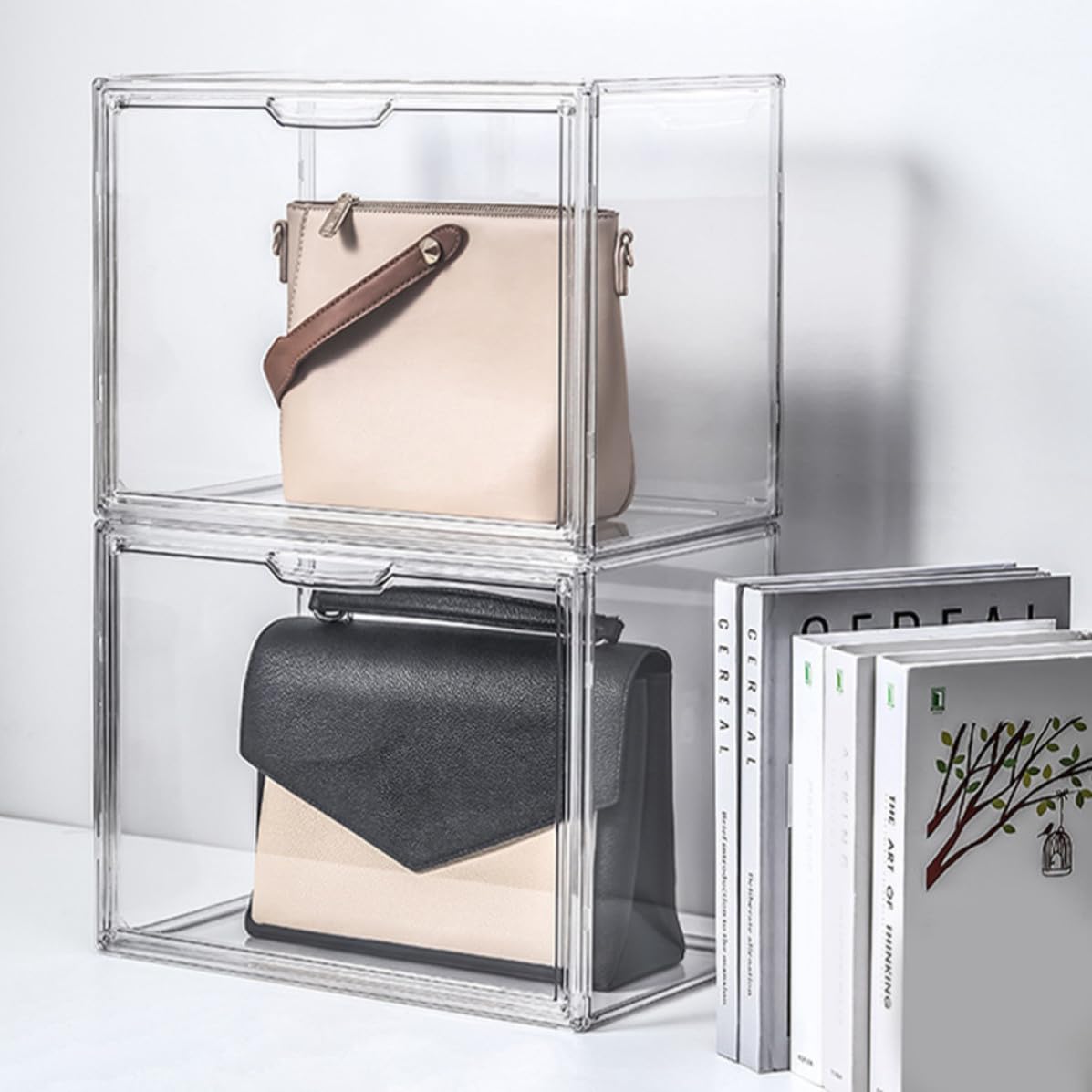 ERINGOGO Vetrinetta Espositiva per Figurine, Display Box Trasparente Medio, Pet, Porta Magnetica, Antipolvere, per Scarpe e Statuine, per Esposizione Indoor