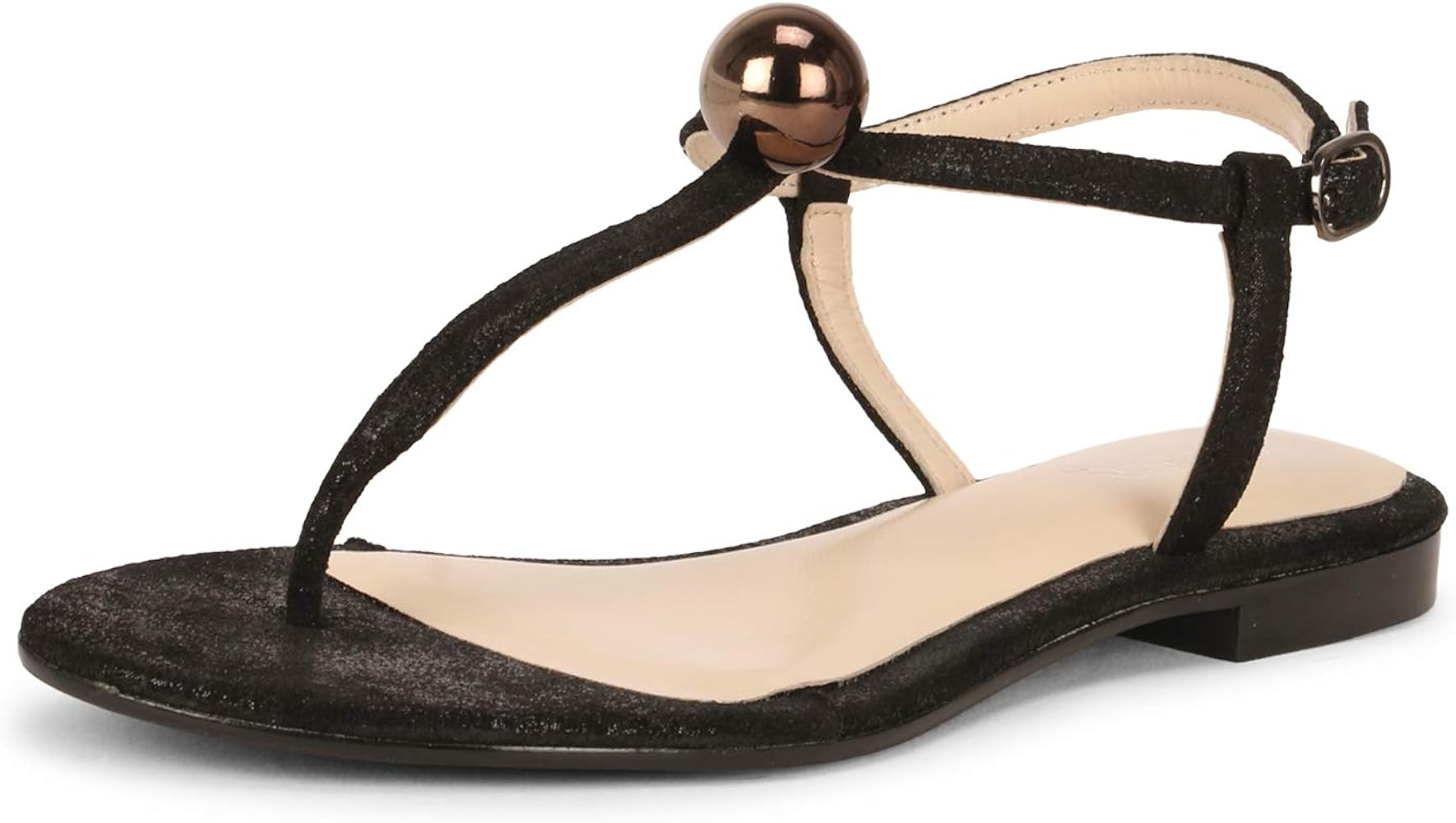 Buy SaintG Womens Handcrafted Black Leather Metal Ball Embellished 