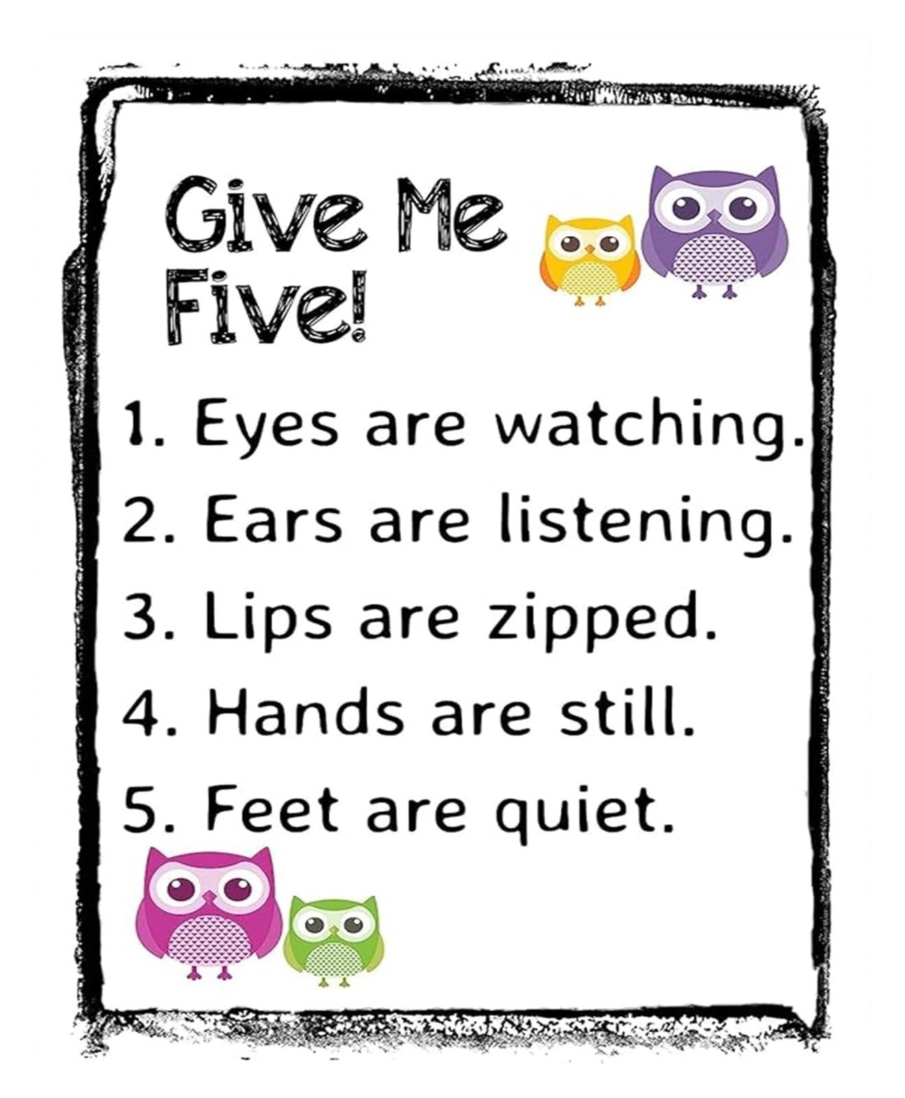 WVPJJNXAFN Owl Theme Classroom Community Poster, For Bulletin Board & Calming Corner, Celebrating Students & Teacher Appreciation Gift(Framed,08x12inch(20x30cm))