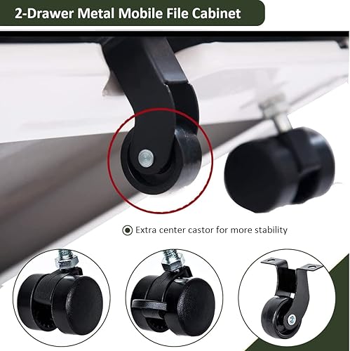 Miniatura 6 de Approgreent Archivador móvil con 2 cajones, archivador con cerradura para oficina en casa, tamaño A4tamaño cartatamaño legal, totalmente montado