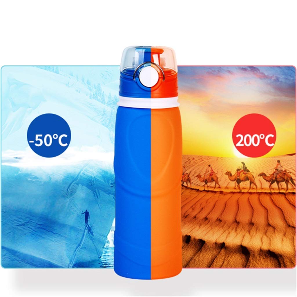 Klappbarer Wasserbecher, 750 Ml Kieselgel Trainieren Auslaufsicher Hitzebeständig Tragbar (5 Farben)