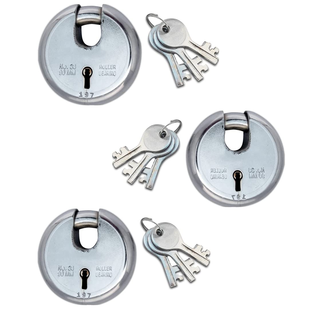 Wow Wants (Set of 3, 65mm ) Heavy Lock and Key 6 Lever Shutter Lock for Shop 65mm with 3 Keys for Each Lock from Aligarh Set of (3, 65mm), Silver., Alloy Steel (B098F3PDSY) Amazon Price History, Amazon Price Tracker