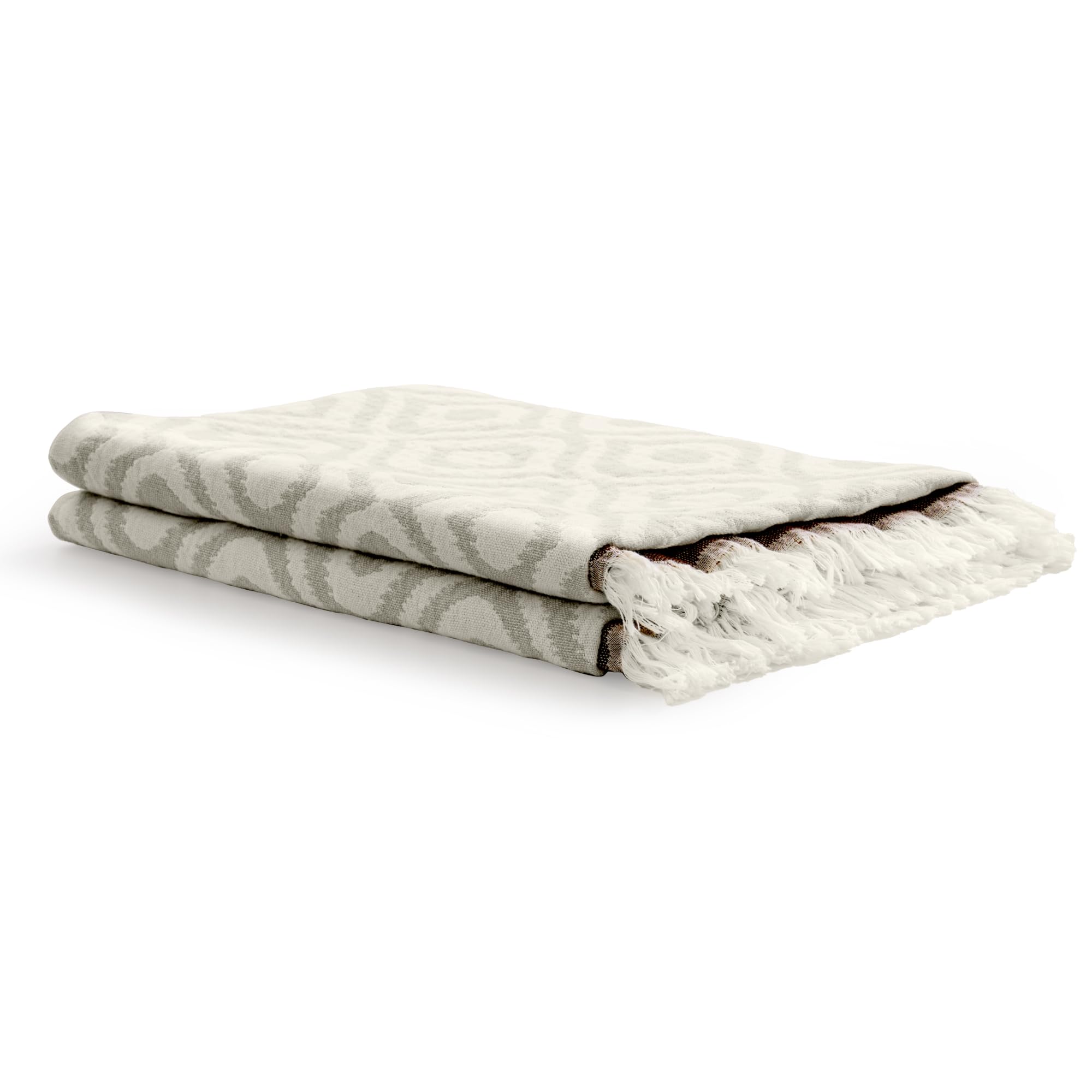 FLEXISPOT Manta Premium de Algodón Turco 130x170 cm,Tejido Jacquard Suave,Prelavada y Transpirable,Respetuosa con la Piel,Manta Ligera para Sofá,Cama,Viajes,Camping y Decoración del Hogar,Gris