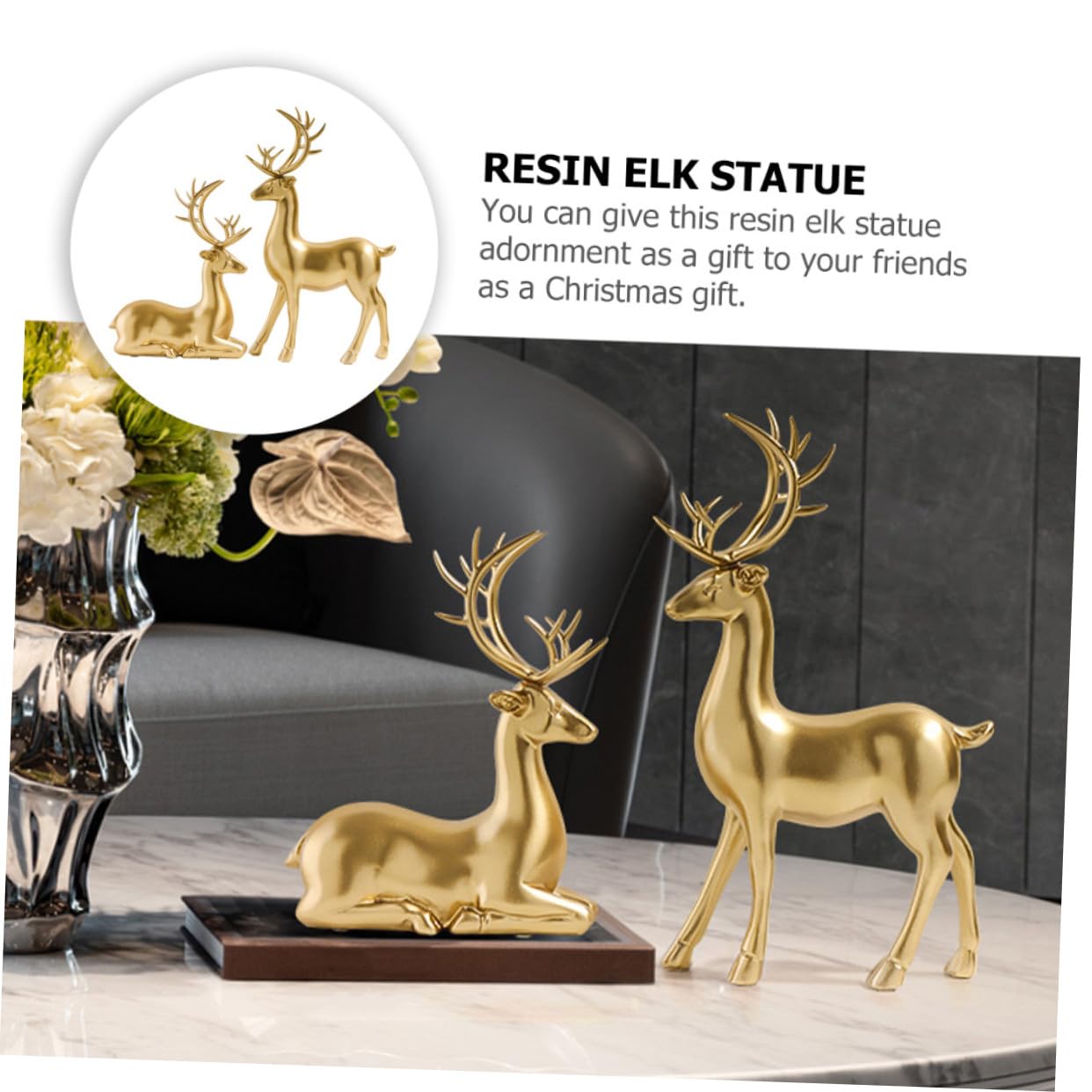 Toyvian 2 Stück Elch Dekor Aus Kunstharz Weihnachtsfigur Kleine Rentier Skulptur Für Kinderzimmer Schreibtisch Weihnachtsdeko