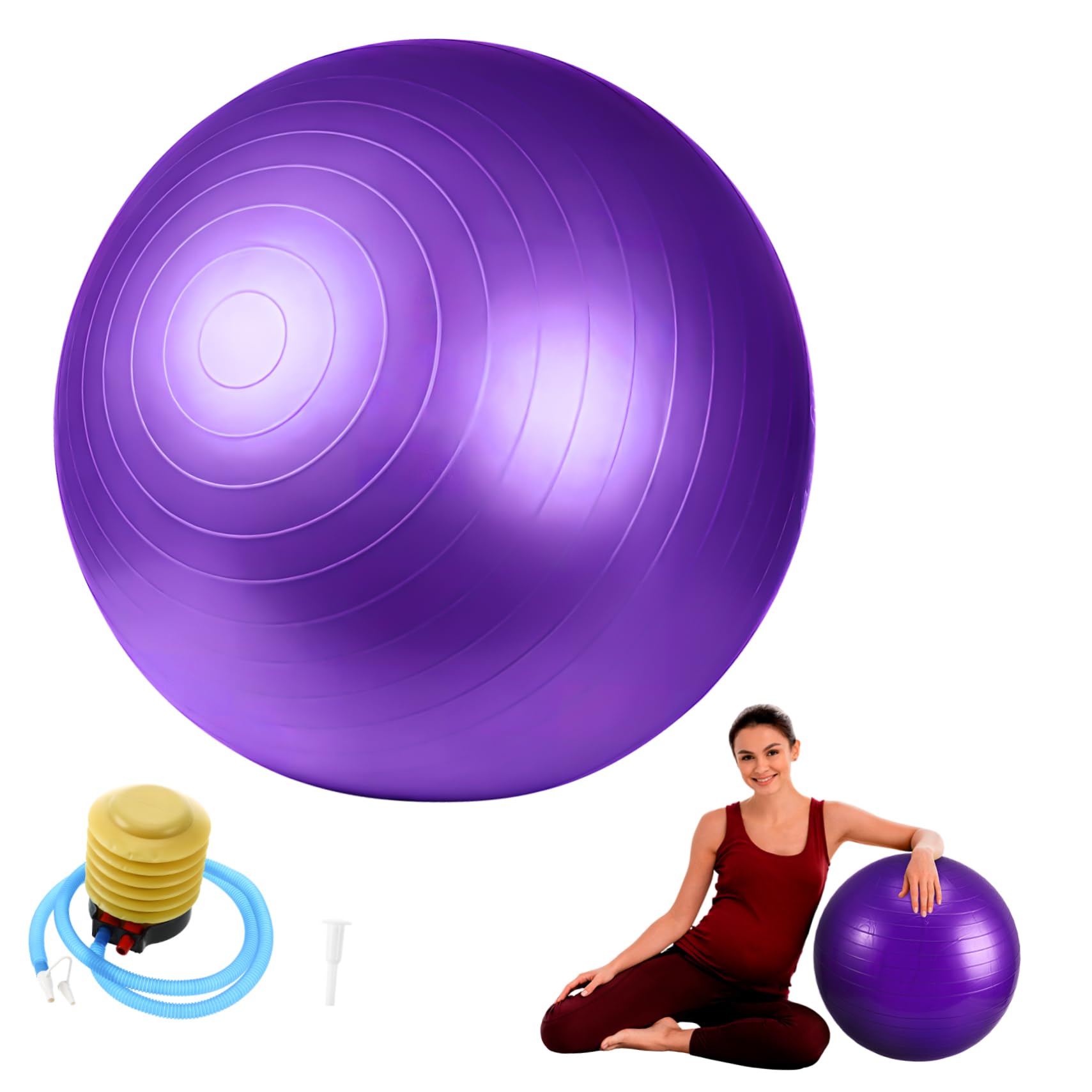Pelota de Yoga Ejercicio Pelota de Estabilidad para Pilates con Inflador para Gimnasio y Hogar Reutilizable