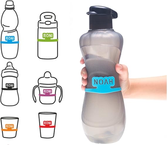 Personalized Bottle Bands. Custom Labels for Bottles. Pack of 2 Name Tags. Daycare Labels. Labels for Kids Water Bottle Yellow, Green, Red, Sky Blue, ...