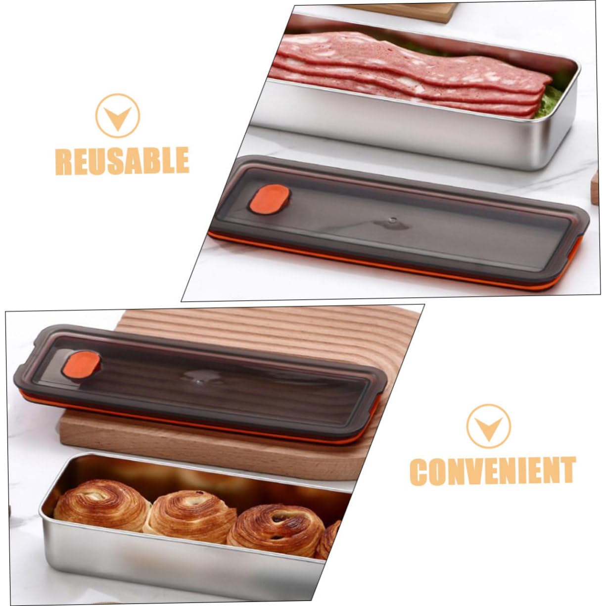 ABOOFAN 4 Contenitori Per La Conservazione Di in Frigorifero Coperchio Per Scatola Di Conservazione Degli Alimenti Per Pancetta Formaggio Di Mare