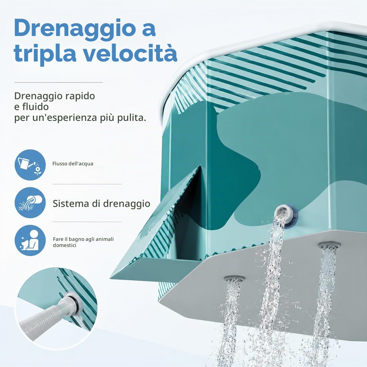 Piscina Pieghevole, Piscina Gonfiabile Rettangolare con Guscio in Plastica Resistente per Adulti e Famiglia per Uso Esterno in Giardino