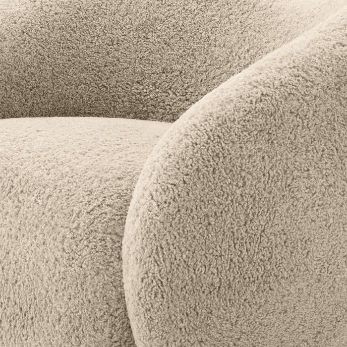 Image of Kingsman Furnitures Brok Swivel Luxury Accent Arm Chair 360 Degree Rotatable Sofa for Home | Bedroom, Living & Drawing Room | Ultra Soft and Comfortable for Lounge (Canaberra Boucle, Non-Swivel)