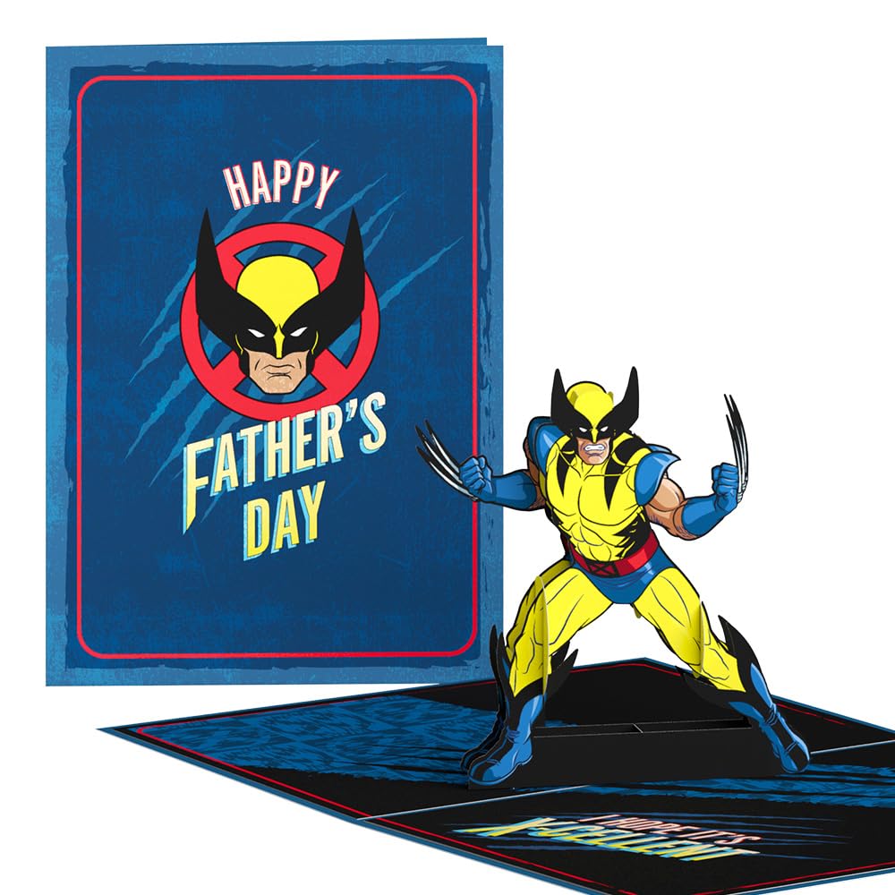 Lovepop Father's Day Pop-Up Card for Him - 3D Marvel X-Men Wolverine Greeting Cards for Dad, Husband, Men - 5" x 7" Card - Blank Notecard & Envelope Included