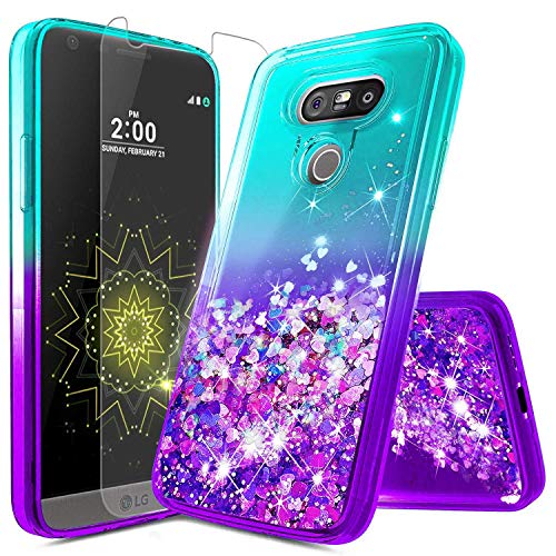 NageBee LG G5 Case with Screen Protector for Girls Women Kids, Glitter Liquid