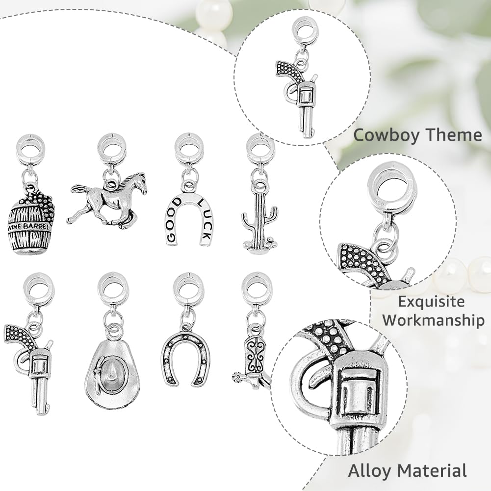 SUPERFINDINGS 64 Ciondoli Tema Cowboy - Ferri Di Cavallo, Cavallo, Cactus - Stile Tibetano Con Foro Grande 5mm