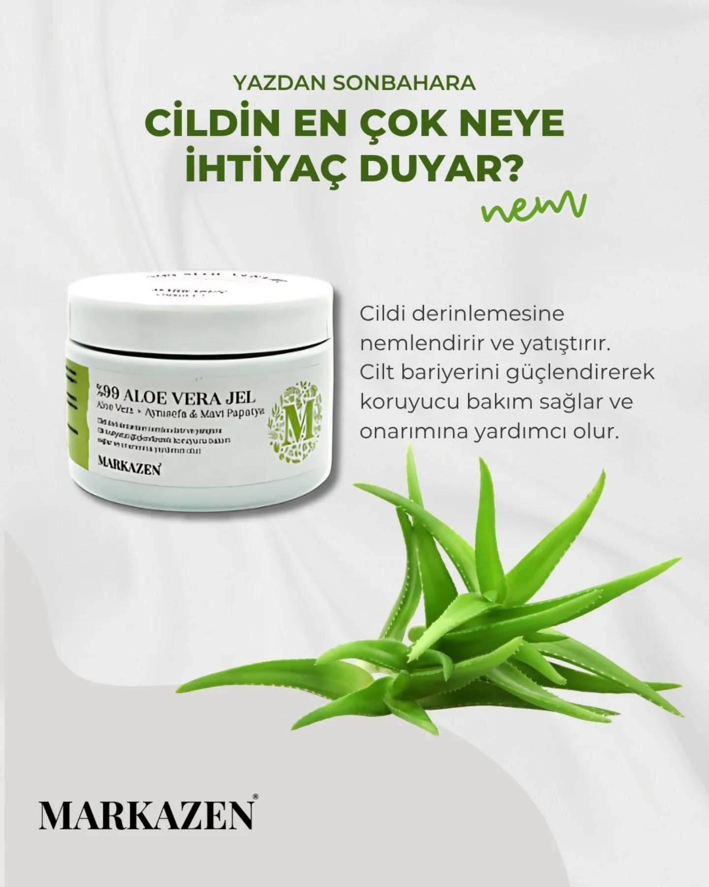 Markazen Aloe Vera Jel 250 ML Nemlendirici Cilt Bakımı