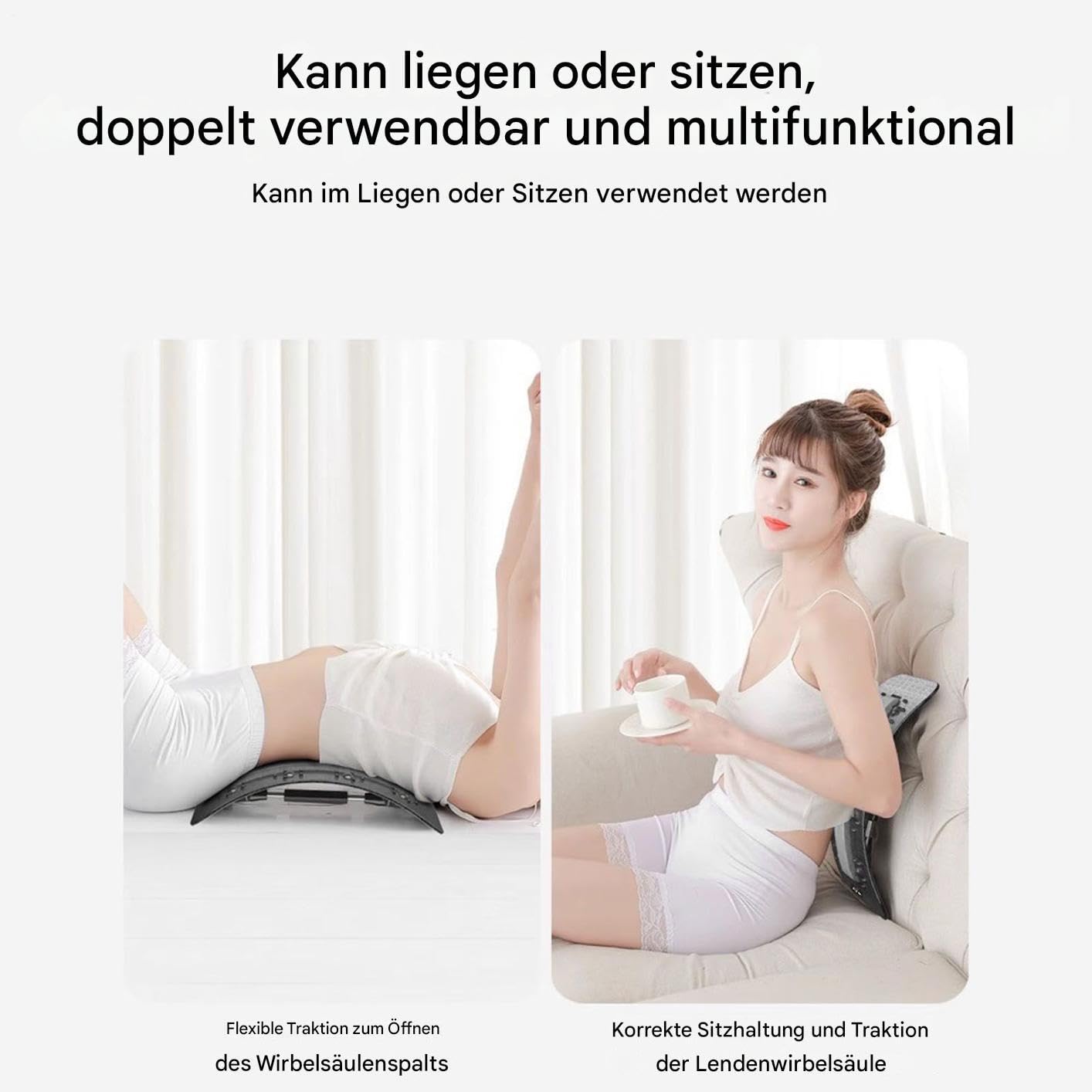 Generisch Back Stretcher, Adjustable Waist Cracker Board for and Correction, Multi-Level Back Massager for Car, Bed, Travel, Yoga, Pilates, and Workout Recovery 37x21.5cm