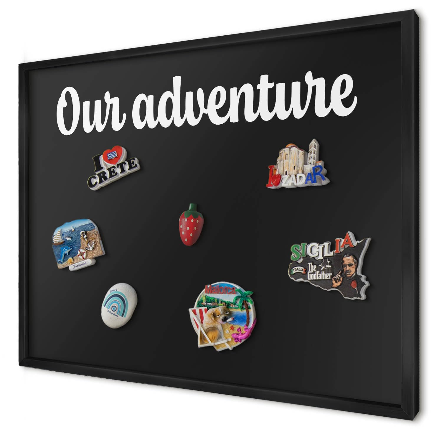 Explorer Magnetic Board 70x50 cm | Black Frame | Our Adventure