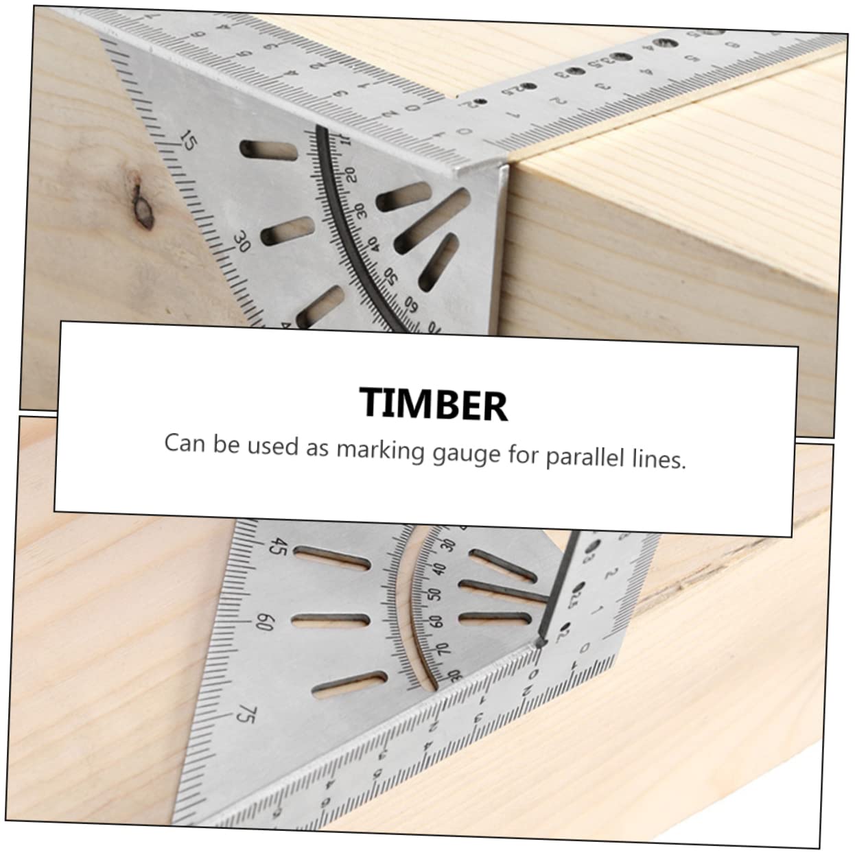 1Pc Stainless Steel Woodworking Measuring Tool Ruler with Angles for Accurate Marking and Measurement for Carpentry and Home Projects