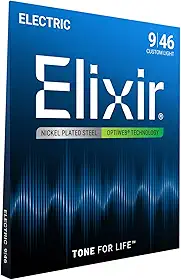 Elixir Cordas para guitarra elétrica Strings 19027 de níquel revestido, luz personalizada (.009-.046)