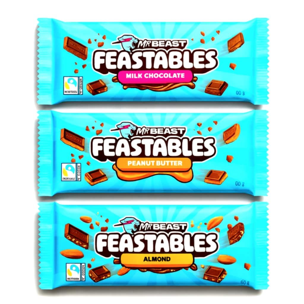 Beast Chocolate Bar Hamper Gift Box | 3 bars | Milk, Peanut Butter, Almond | BY INTERGALACTIC SWEETS