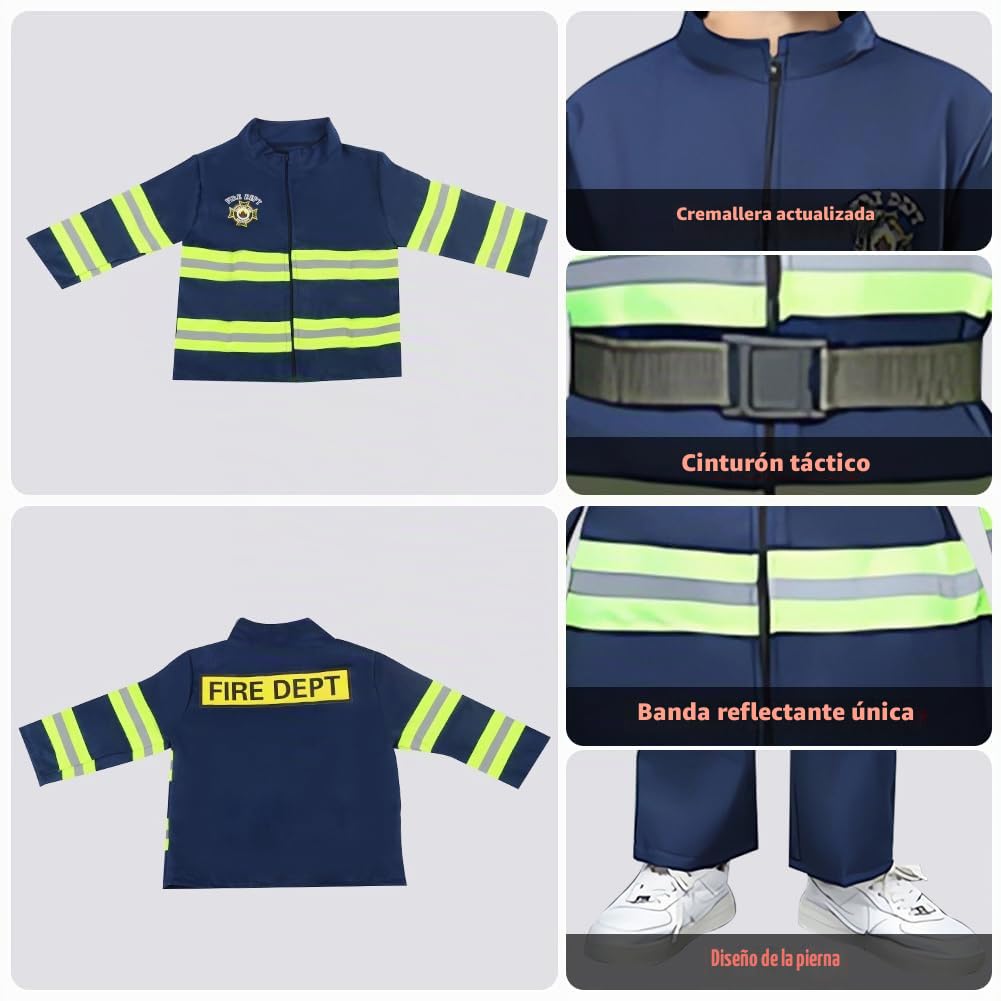 VICTERR Disfraz de Bombero para Niños, 12pcs de Disfraces de Halloween para Niños, Juguete para Niños de 3 a 8 Años para Disfraces Escolares para Niños, Fiestas de Disfraces