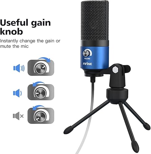 Miniatura 2 de FIFINE Micrófono USB para computadora para grabar video de YouTube voz sobre voz para Mac y PC, micrófono de condensador con control de ganancia