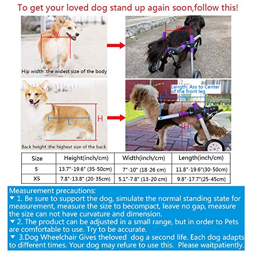 HiHydro 6 Types Cart Pet Wheelchair for Handicapped Hind Legs Small Dog Cat/Doggie/Puppy Walk Stainless Steel