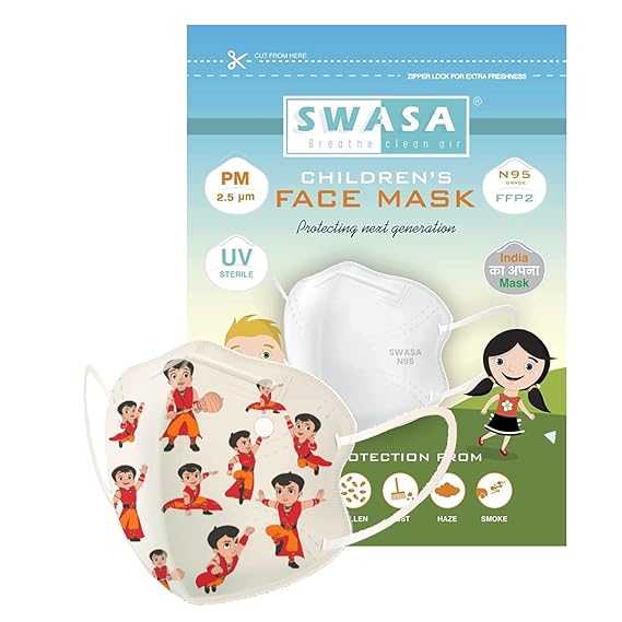 SWASA - Super Bheem N95 Mask for Kids, FFP2 Mask for Boys & Girls (Pack of 6)