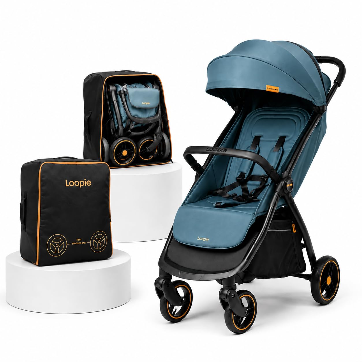 Loopie Hop | 0-4 Years | Sun Protection Canopy | Stroller Bag | Blue Jade-image-4