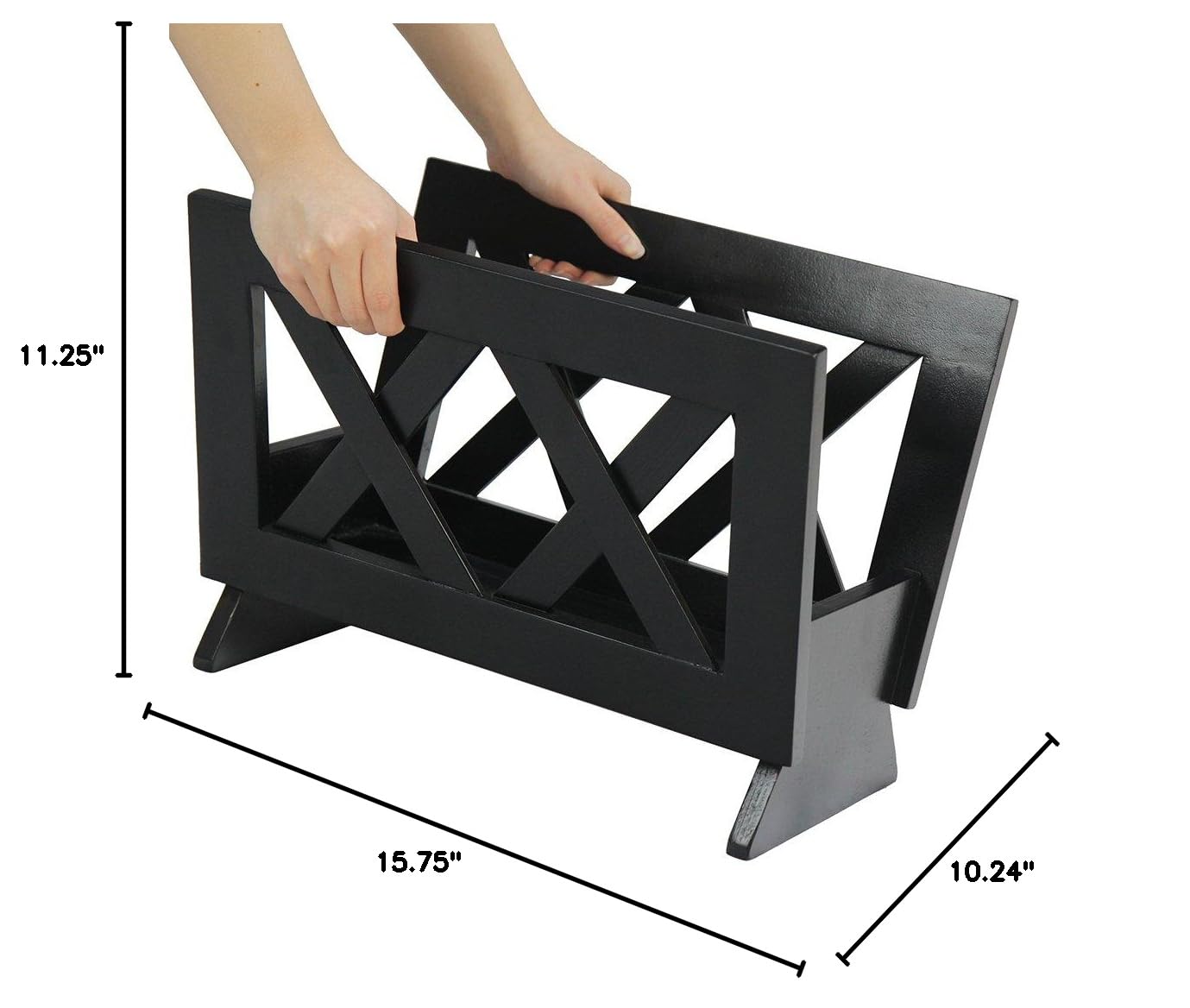 Oceanstar Contemporary Wood Magazine Rack, Black