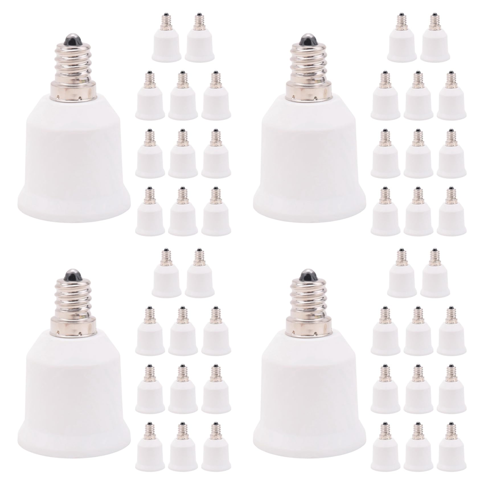 Jnchdghwa 48 Pack E12 to E26 Adapter E12 Light Socket to Medium Base E26 E27 Converter Light Socket Adapter Chandelier Socket