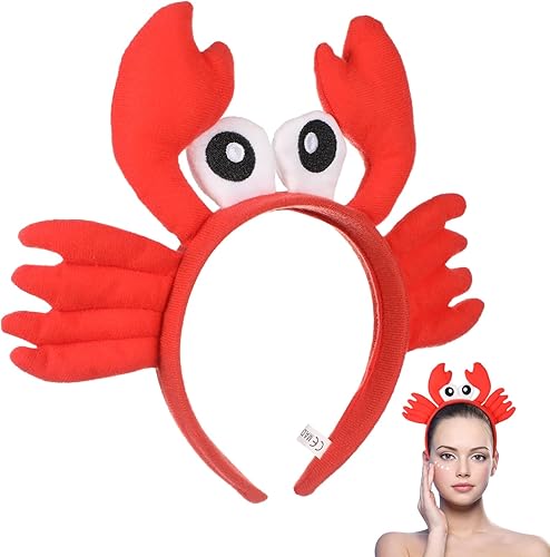 Gadpiparty Diadema de cangrejo, diadema roja de peluche de animales marinos para niños, accesorios de disfraz para fiestas de cosplay, accesorios de