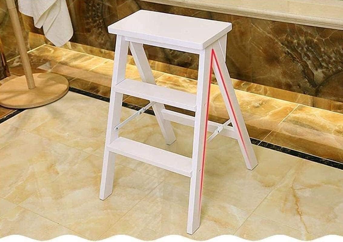 Multi Function Folding Wood Step Stool Ladder Chair for Small Spaces Indoor Mobile Staircase 42x48x64cm Household Essential