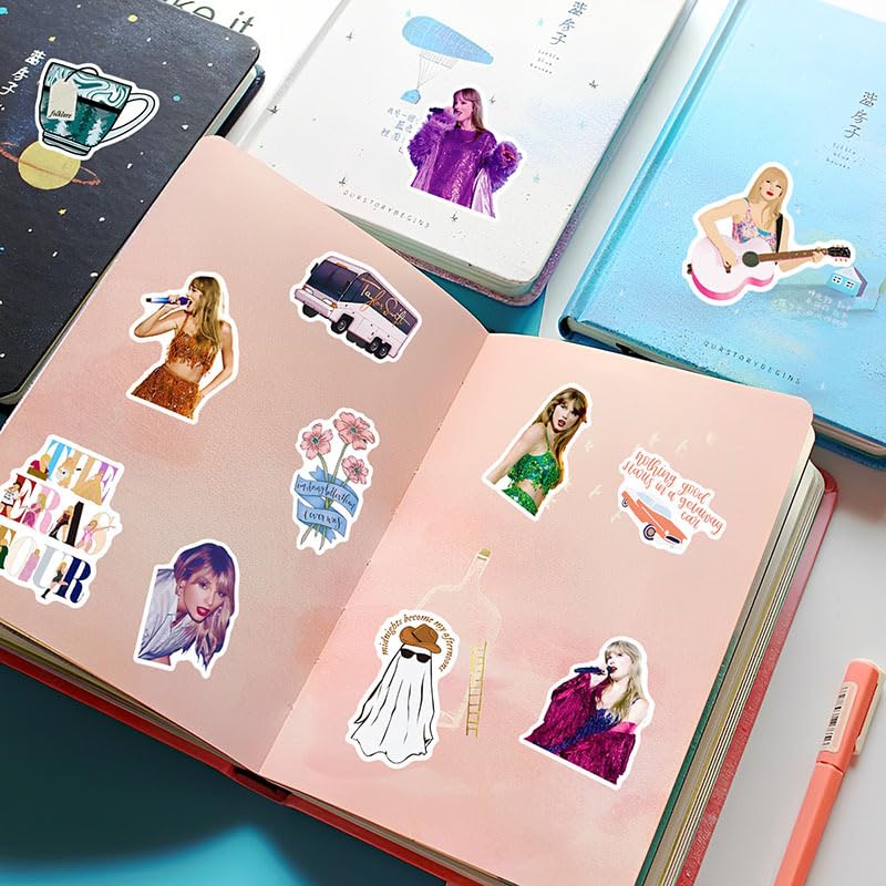 50 Adesivi Cantanti In Vinile Impermeabile – Glitter E Cartoon, Per Laptop, Bottiglia, Chitarra, Valigia – Ideali Per Ragazze E Ragazzi, Colore Viola