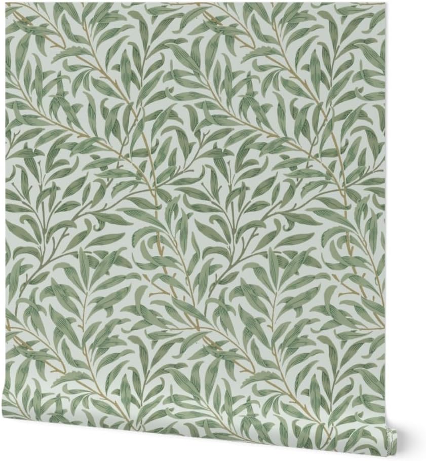 Removable Wallpaper 12ft x 2ft - Willow Bough William Morris Antique Victorian Art Nouveau Edwardian Arts and Crafts Custom Pre-Pasted Wallpaper by Spoonflower