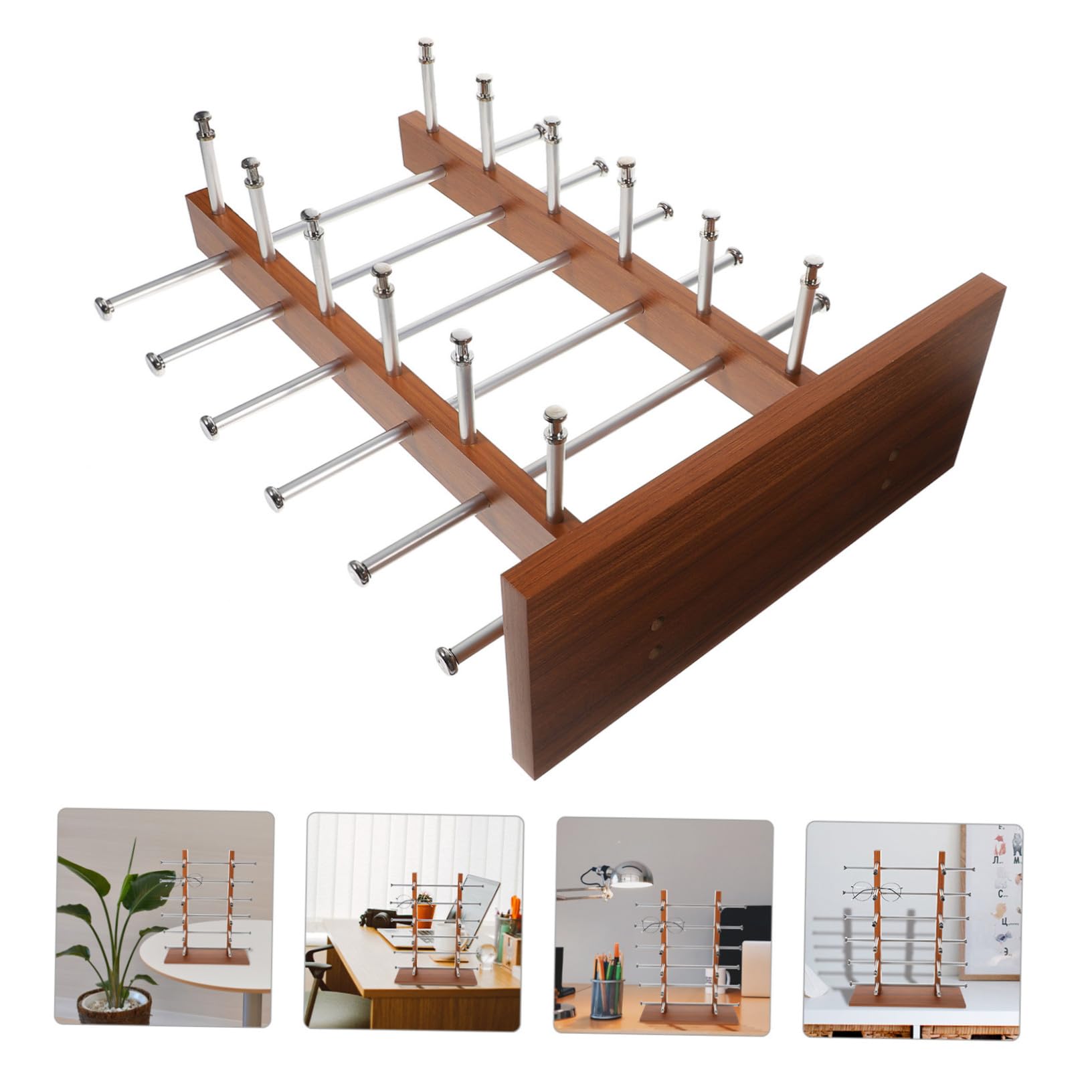 Alipis Vintage Brillenständer Mehrschichtiges Brillenregal Aus Holz Und Aluminium Mit Fächern Stilvoller Sonnenbrillenhalter Und Organizer Zur Platzsparenden Brillenaufbewahrung Präsentat