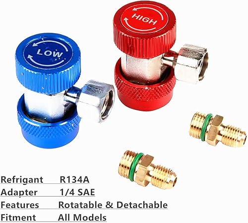 Detool - Accesorios de adaptador R134A ajustables acoplador rápido alto-bajo aire acondicionado para automóvil refrigeración freón calibre de disponible en Yaxa Colombia