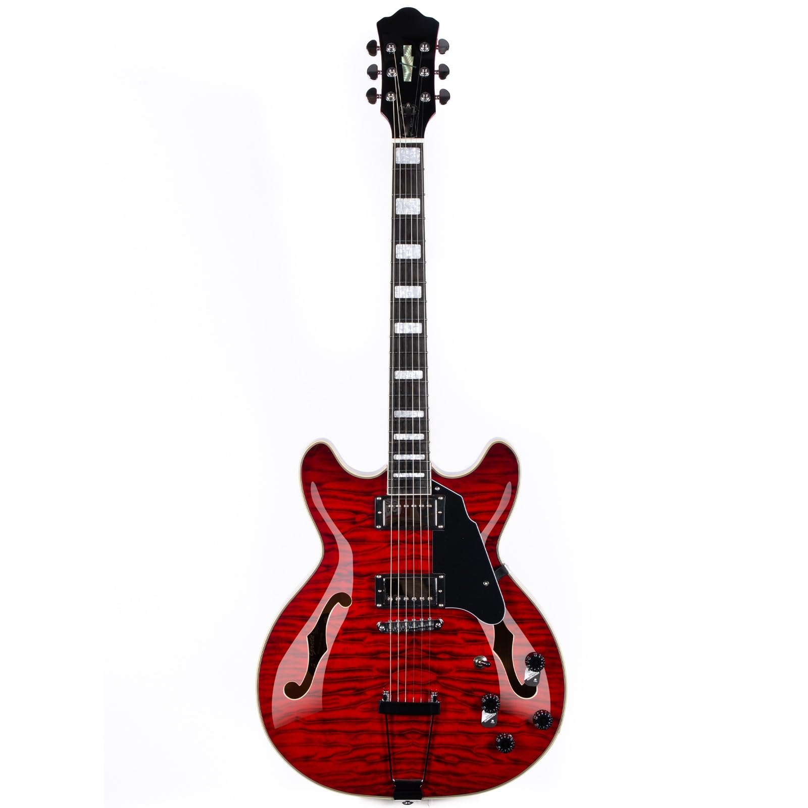 Standard Gitara Elektryczna Profesjonalna Praworęczna 6 Strunowa Gitara Elektryczna Typu Semi Hollow Body Cienka Łukowata Górna Trwała(Type 4)