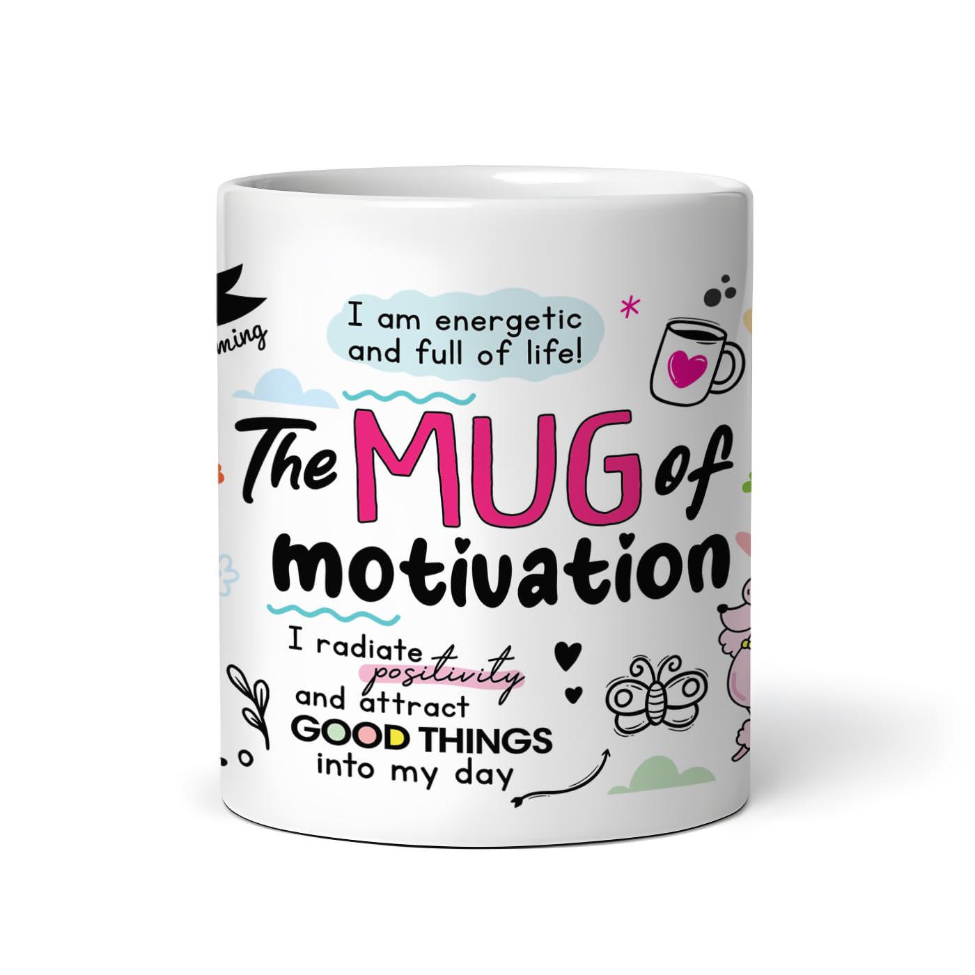 Daily Affirmation & Motivation Mug Ceramic White Coffee Mug Collection, Gift for Positivity & Encouragement, 330ml, Microwave Safe, Set of 1 (Motivation)
