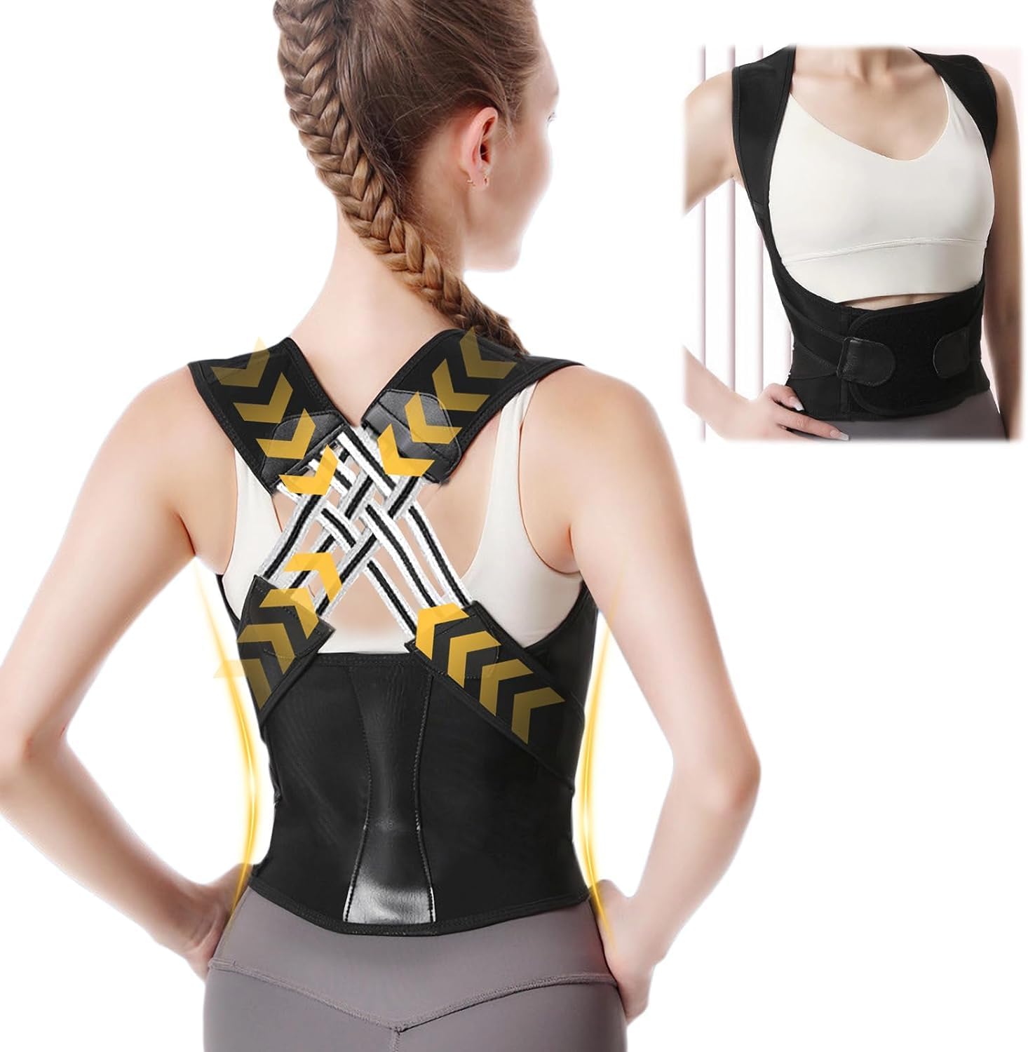 Back Brace Posture Corrector for Men and Women,Adjustable Back Posture Belt Office Home Gym,Invisible Back Posture Correction Belt for Body Correction, Shoulder and Spine (3XL)