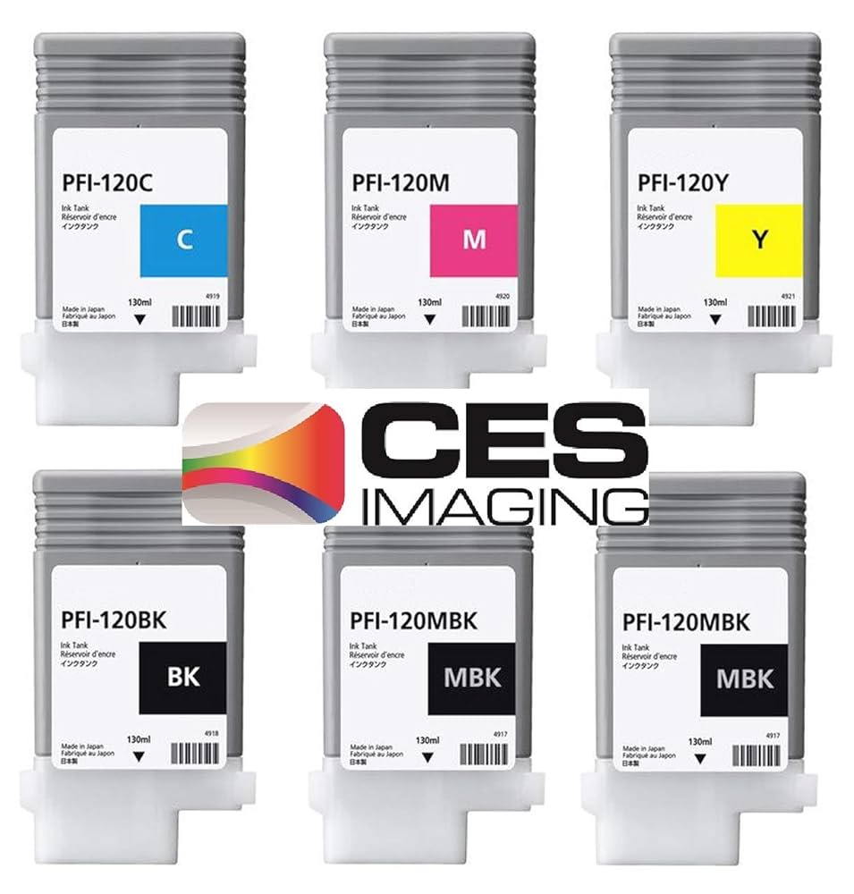 キャノン純正インクPFI-120C、MBK、BK、Y、M Amazon.com: Canon PFI-120 130ml Ink Tank 6-Pack PFI-120MBK's