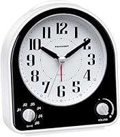 Peakeep Silent Non-Ticking Analog Alarm Clock: 7 Gentle Wake-Up Sounds, Volume Control, Nightlight, Snooze - Battery Operated Black