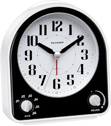Miniatura 7 de Peakeep Melody, reloj alarma con control de volumen y opciones de sonido, fácil de usar, funciona con baterías AA