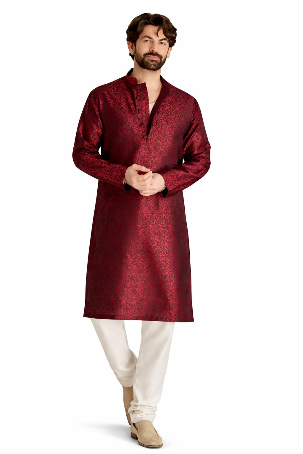 sojanya (Since 1958 Men's Off-White Jacquard Silk Kurta & Churidaar Pyjama-picture-30