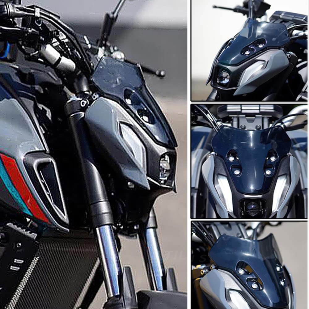 Parabrezza e deflettori per moto, per MT-07 MT 07 2021 (Nero)