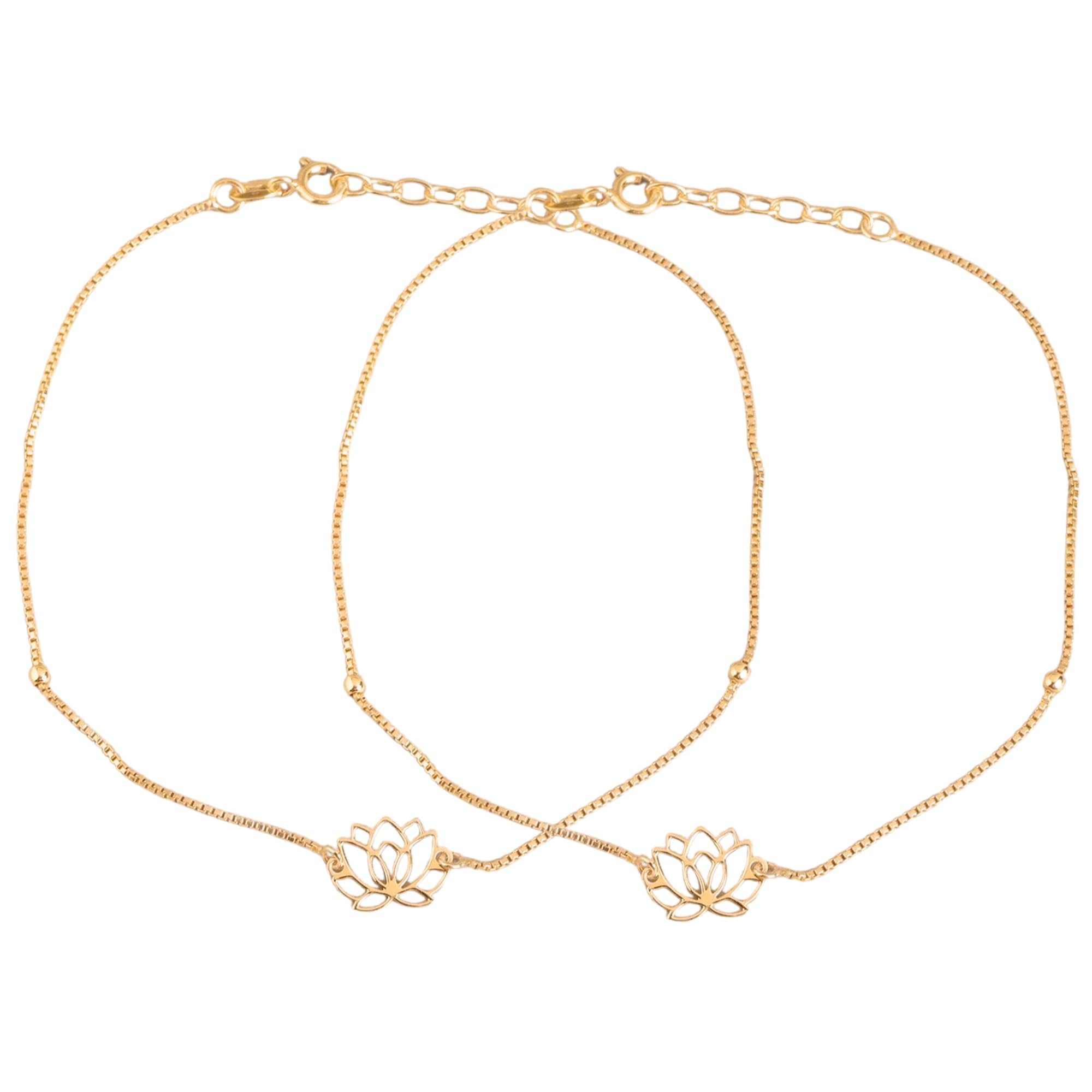 zavya 925 Sterling Silver Modest Floral Gold Plating Chain Anklet (Pair) | Gift for Wife and Girlfriend | With Certificate of Authenticity & 925 Stamp-picture-10