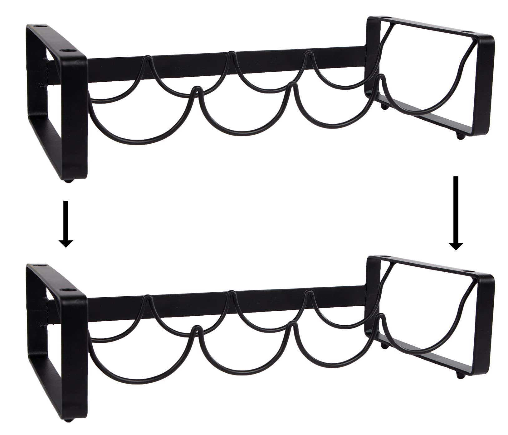 Novaliv Estantería para 8 botellas, apilable, metal, negro, 11 x 40 x 20 cm, soporte para botellas de vino, estante de vino, estante de vino, soporte para vino, soporte para mesa, almacenamiento de