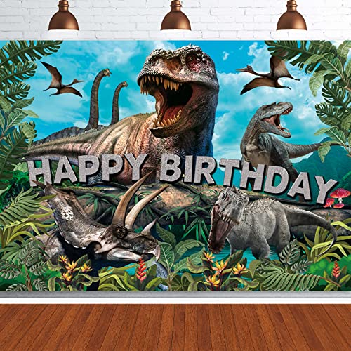 Image of Dinosaur Backdrop,7x5FT Dinosaurs Background Dinosaur Birthday Backdrop Party Decor Dinosaur World Banner Dinosaur Theme Birthday Party Backdrop Supplies for Kids Green#1