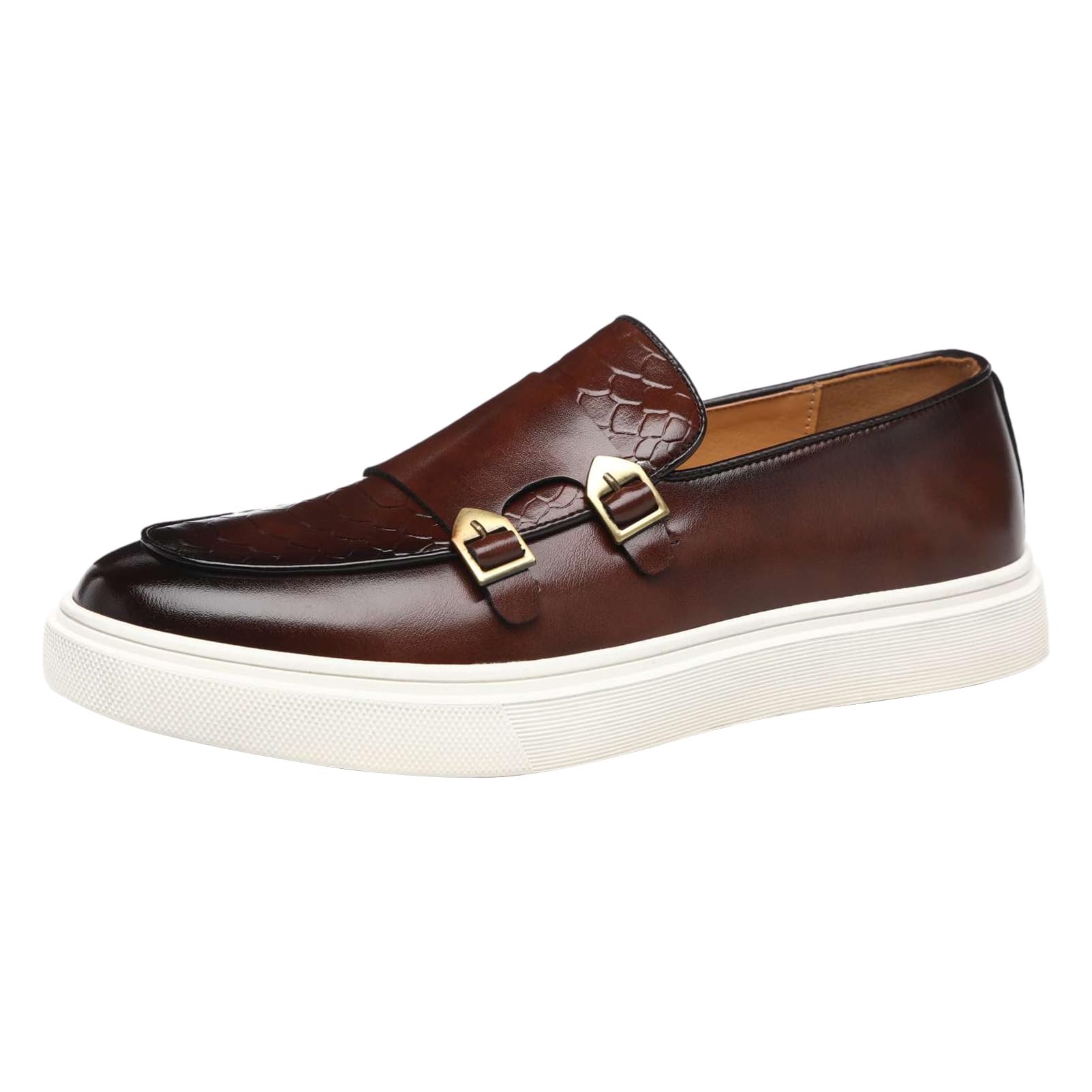 ANUFER Uomo Eleganti Doppio Monaco Fibbia Mocassini Casual Slip-On Piattaforma Scarpe da Ginnastica